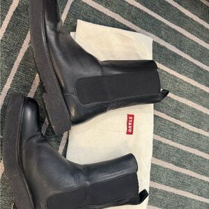 Staud Black Leather Elastic Booties